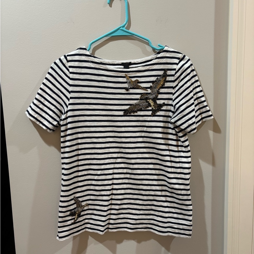 J Crew Embellished Eagle Sequin Short Sleeve T-Shirt